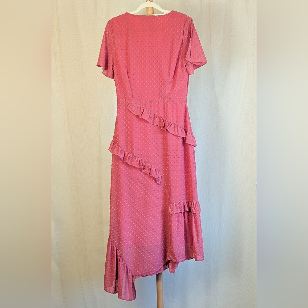 Lulu's Mauve Ruffle Wrap Midi Dress - Picture 4 of 8